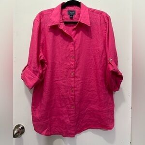 COPY - Chaps Fuchsia Color 100% Linen Buttoned Down Shirt Top Sz XL
